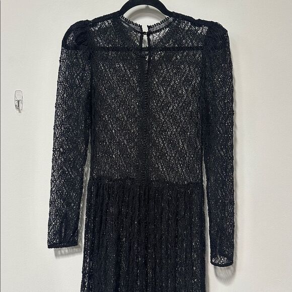 Rare Sabina Musayev Black Lace Maxi Dress Sheer, Long Sleeve, Boho Formal (S/M) - Picture 7 of 14